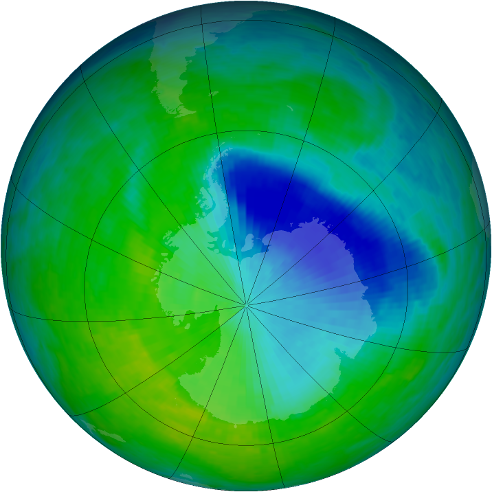 Antarctic ozone map for 03 December 1993